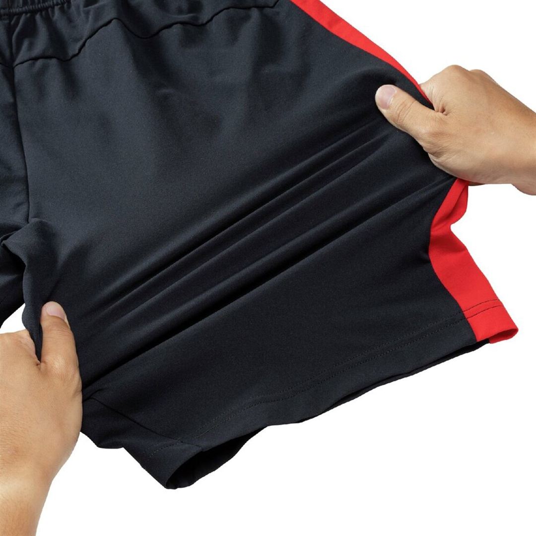 ライトストレッチニットハーフパンツ ブラック×チャイニーズレッド XS