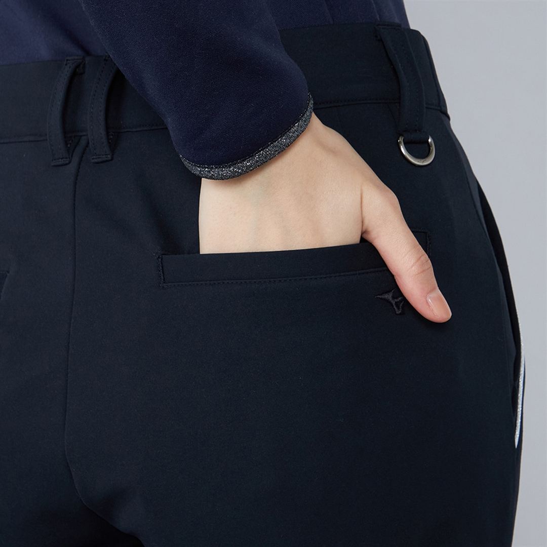 【MGFコレクション】パウダージャージーピンタックロングパンツ ネイビー M