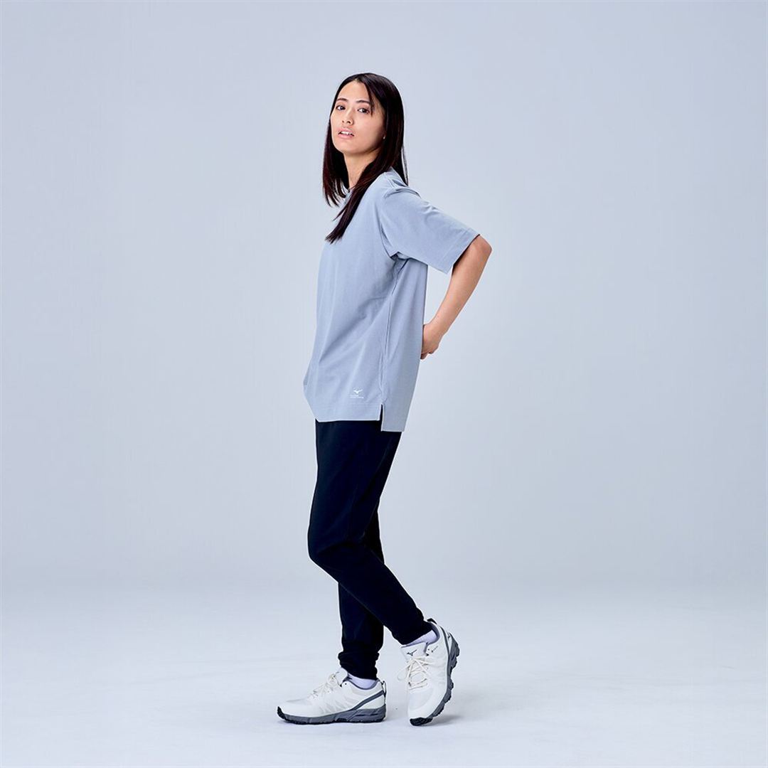ハイストレッチ クルーネック半袖シャツ（ワイドシルエット） グレー XL