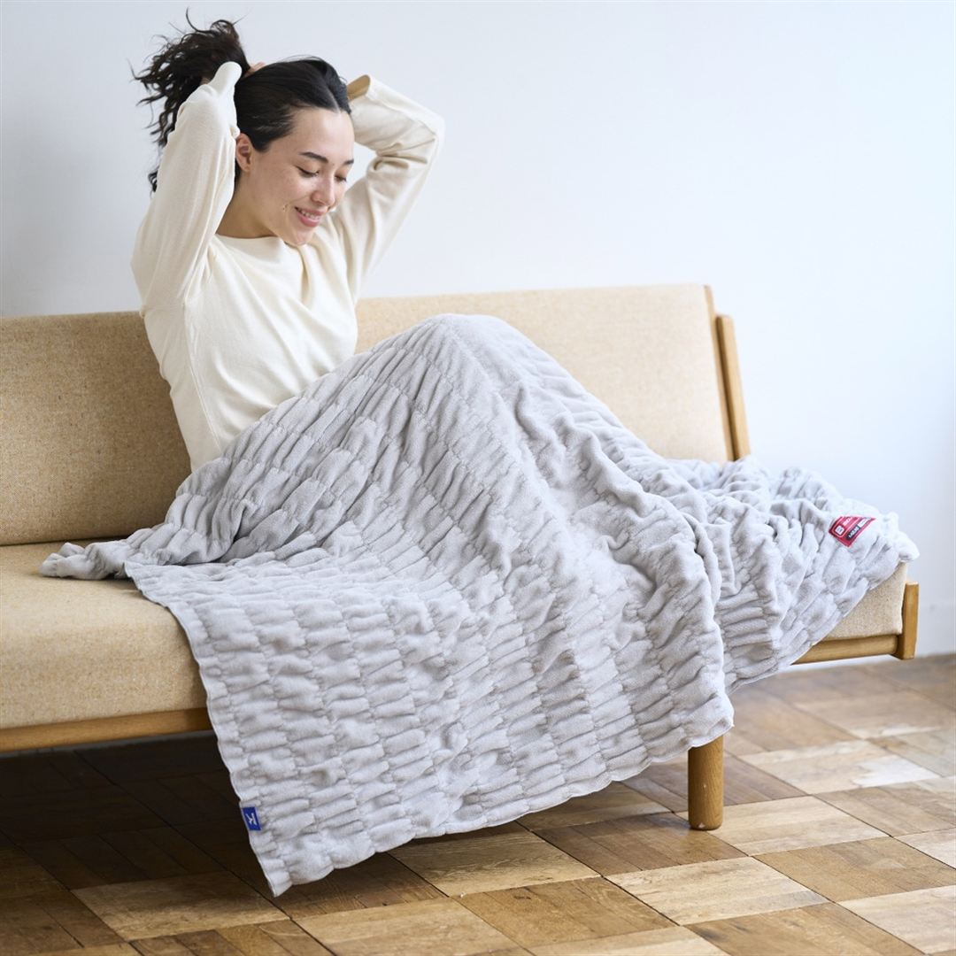 【吸湿発熱】くしゅくしゅケット 温包‐オンポウ‐(シングル） グレー