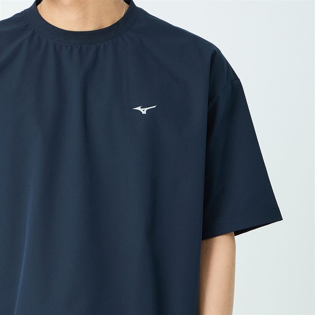 【JEANS FACTORY】ウォーターリパレントストレッチウーブンTシャツ ネイビー S