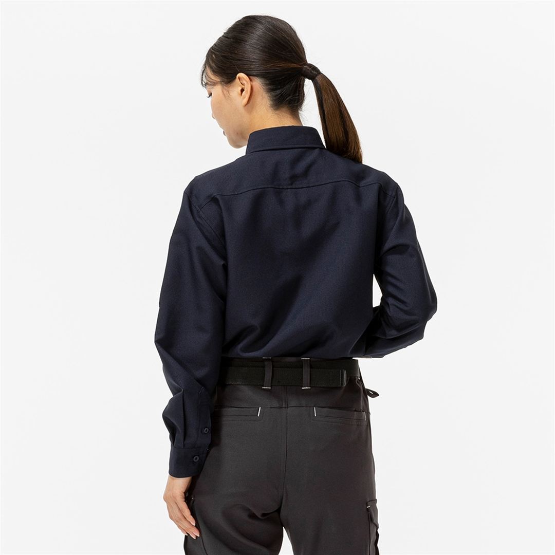 ワークシャツ 両胸フラップポケット付(制電／長袖) ネイビー XS
