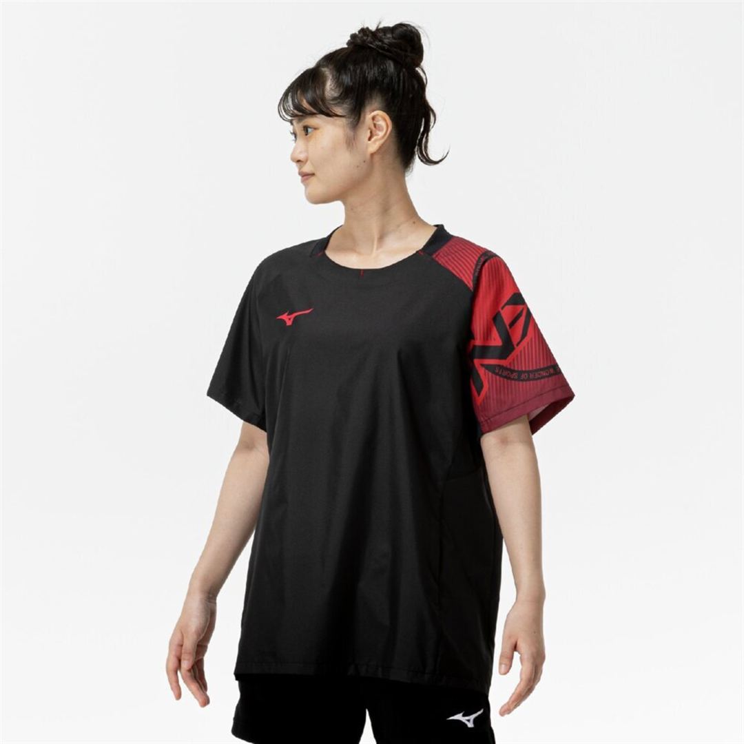 N-XTピステ(半袖／バレーボール) ブラック×レッド 2XL