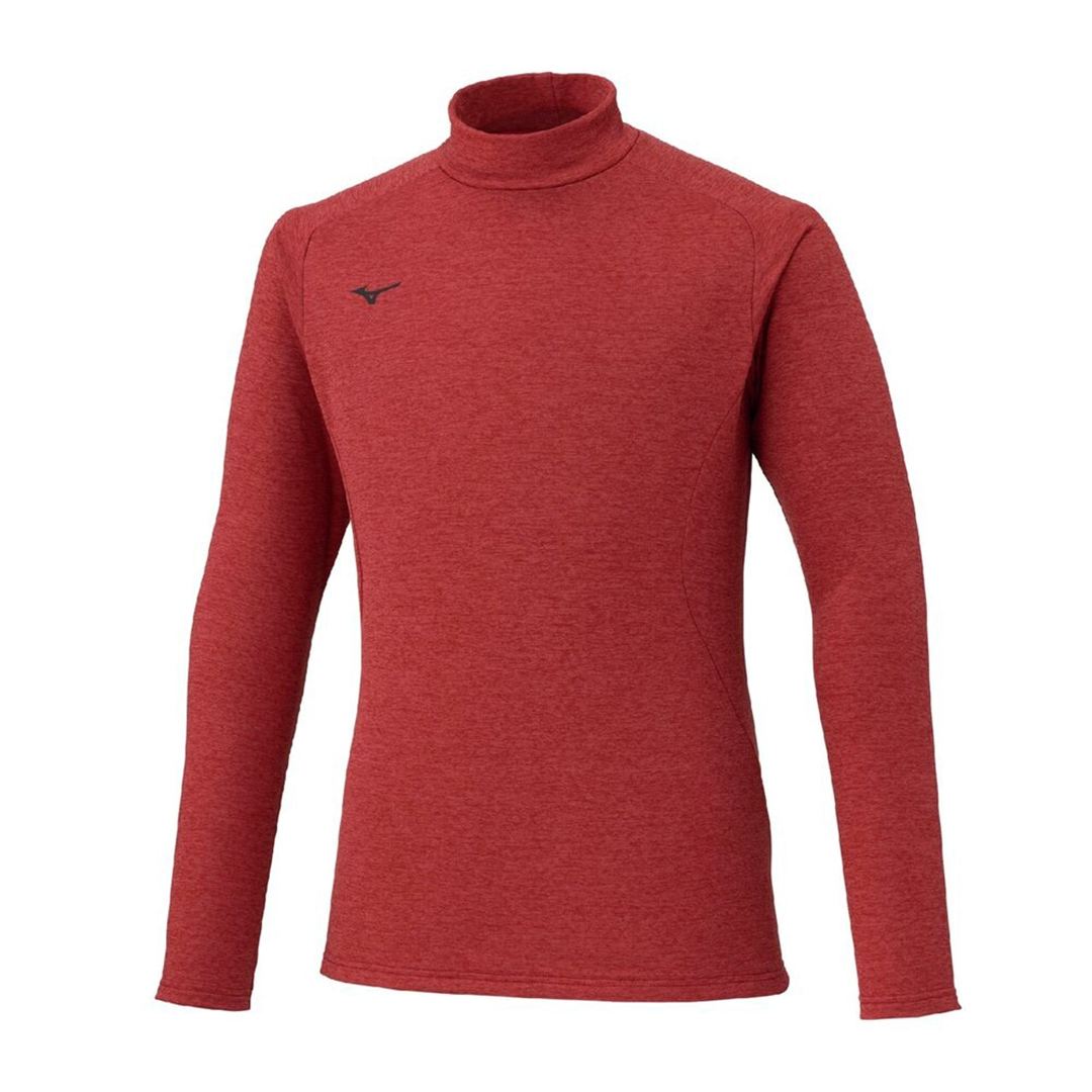 ストレッチフリースハイネックTシャツ(長袖) ワインレッド杢 XL