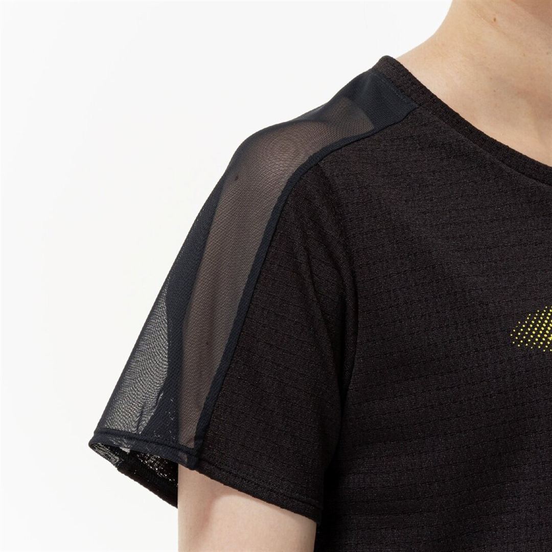 【汗処理／通気】ドライエアロフロージャカードクロップドTシャツ ブラック S