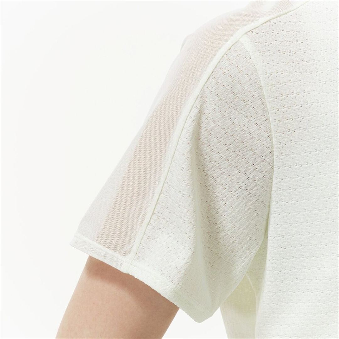 【汗処理／通気】ドライエアロフロージャカードクロップドTシャツ ソフトサンドイエロー S