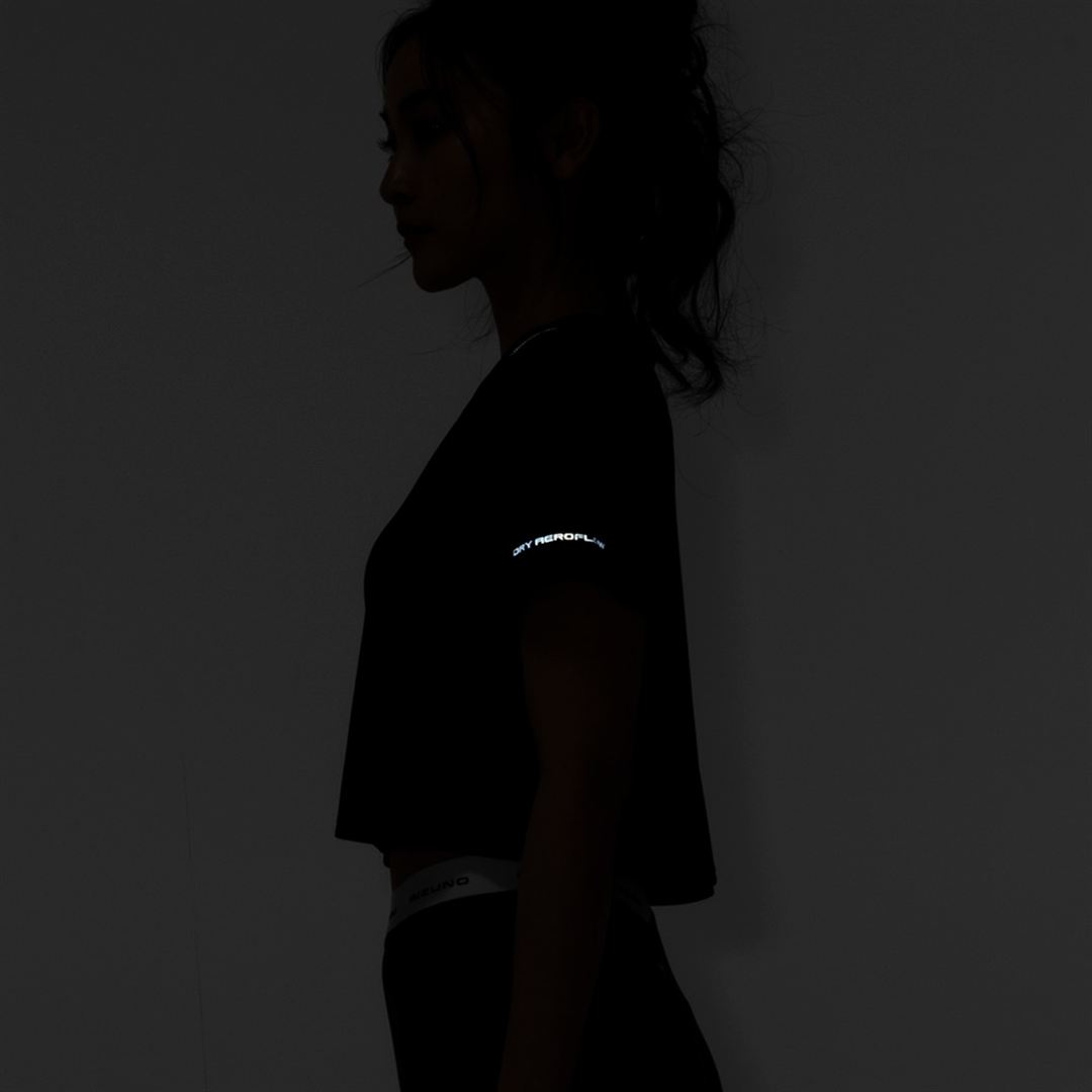 【汗処理／通気】ドライエアロフロークロップドTシャツ ブラック XL