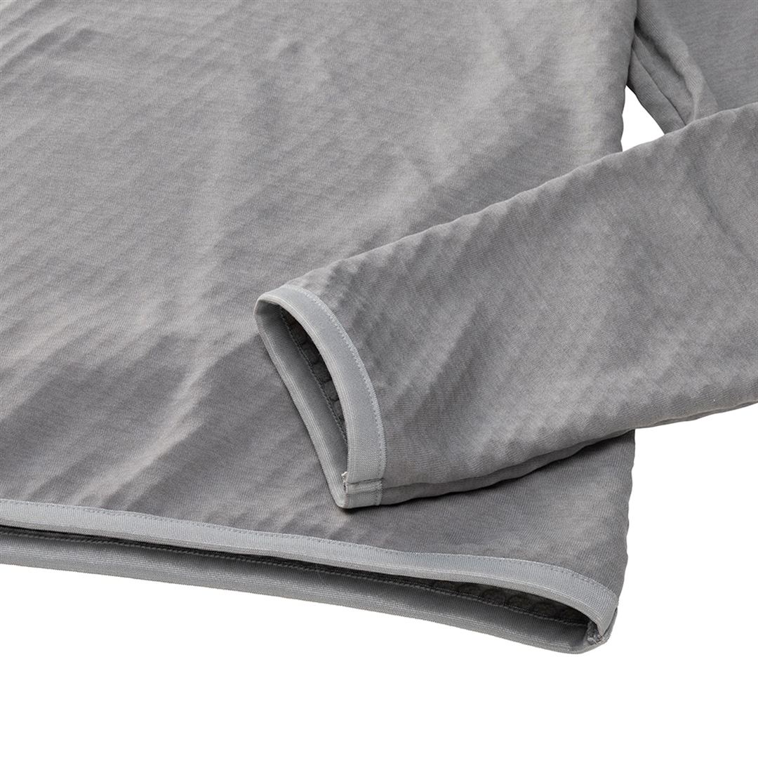 ストレッチフリースハーフジップTシャツ(長袖) フロストグレー杢 XL
