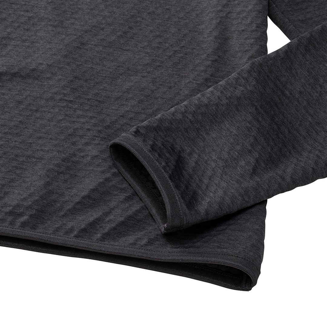 ストレッチフリースハーフジップTシャツ(長袖) ブラック杢 XL