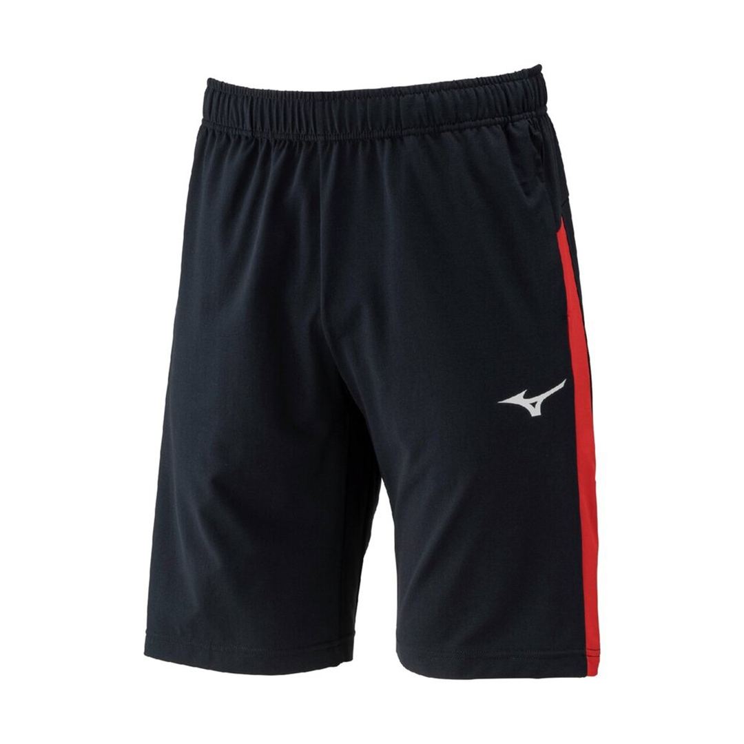 ライトストレッチニットハーフパンツ ブラック×チャイニーズレッド XS