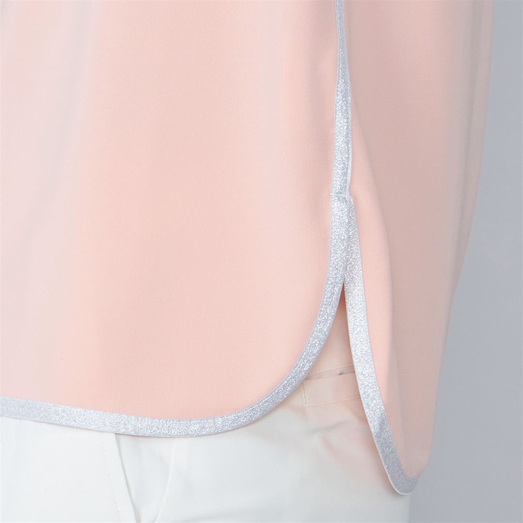 【MGFコレクション】マットストレッチポンチモックネック長袖シャツ ピンク S