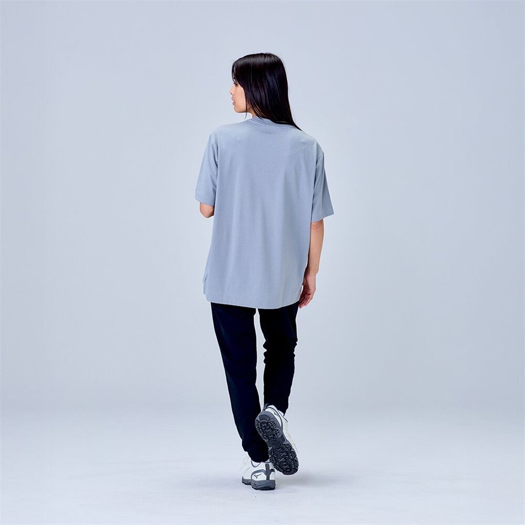 ハイストレッチ クルーネック半袖シャツ（ワイドシルエット） グレー XL