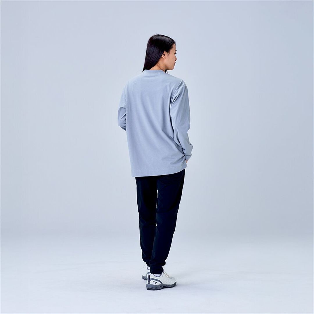 ハイストレッチ クルーネック長袖シャツ（ワイドシルエット） グレー XL