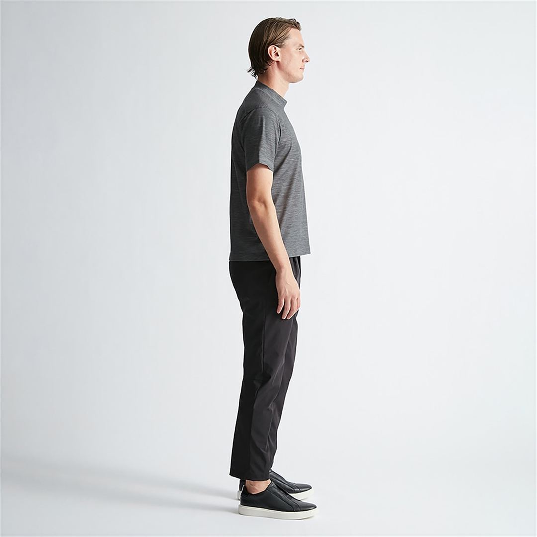【AOURE】ミズノダイナモーションフィット モックネックTEEショートスリーブ チャコール XL