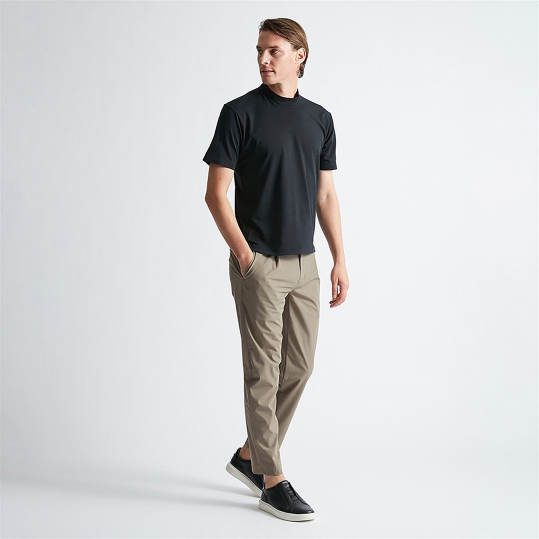 【AOURE】ミズノダイナモーションフィット モックネックTEEショートスリーブ ブラック XL