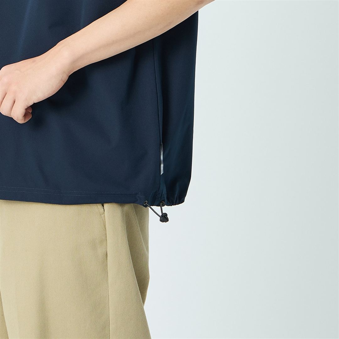 【JEANS FACTORY】ウォーターリパレントストレッチウーブンTシャツ ネイビー S