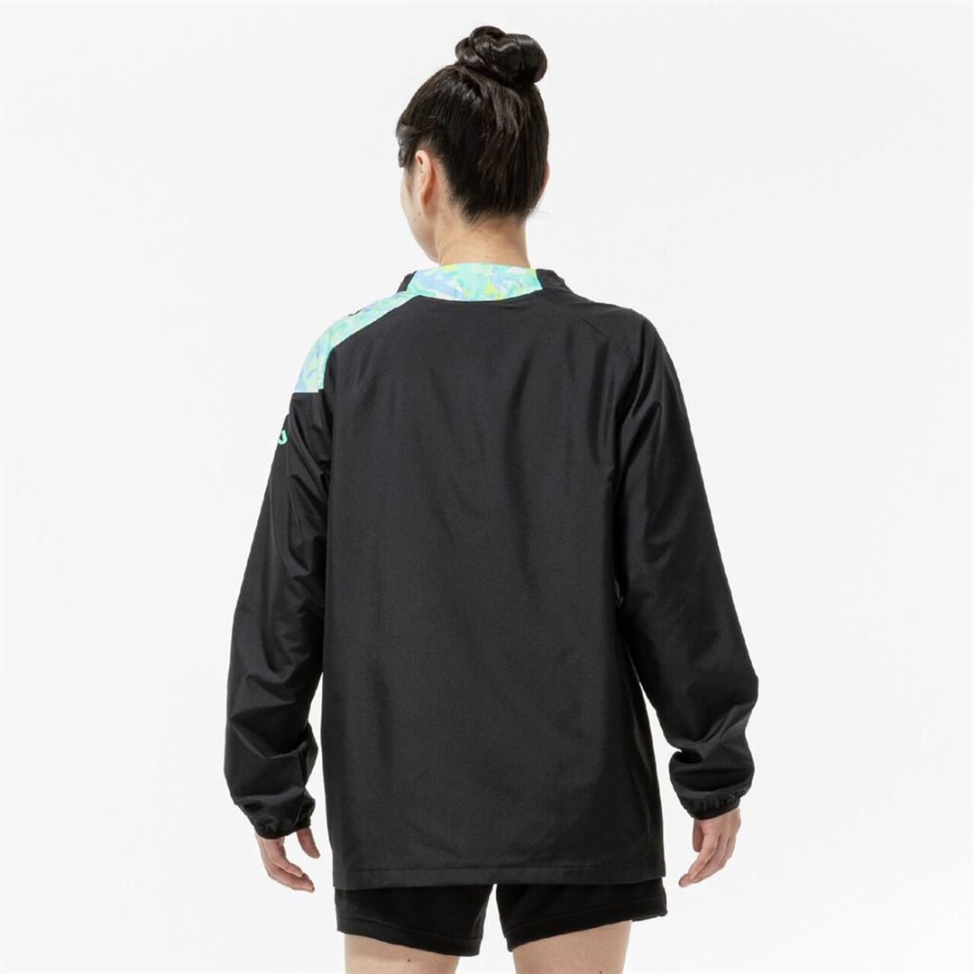 ウォーマーシャツ(長袖／バレーボール) ブラック×ミント 2XL