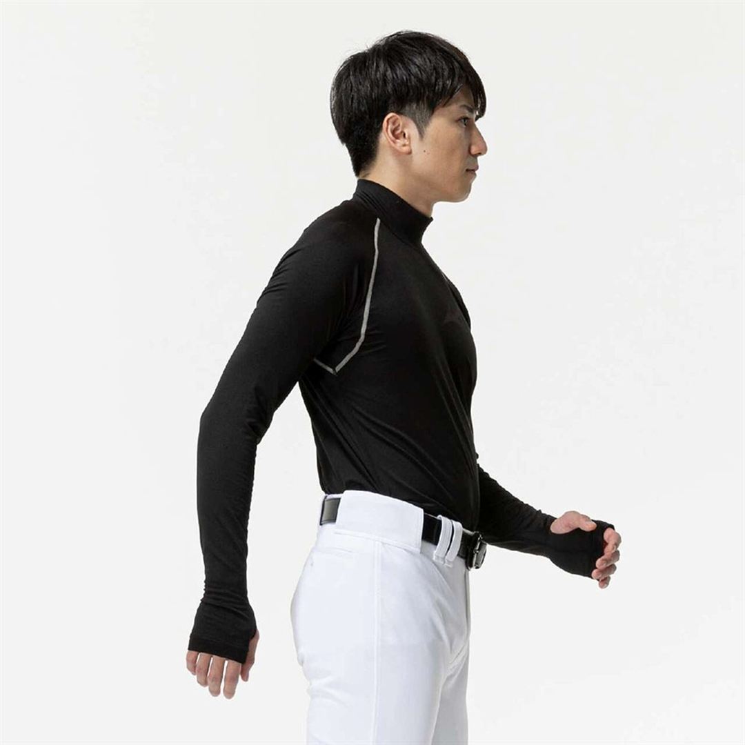 【ミズノ直営限定】裏起毛アンダーシャツ(ハイネック／長袖) ブラック L