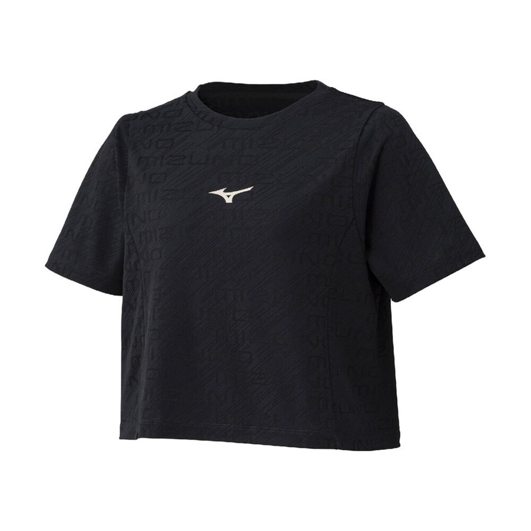 【ミズノ直営限定】シアージャカードクロップドTシャツ ブラック M