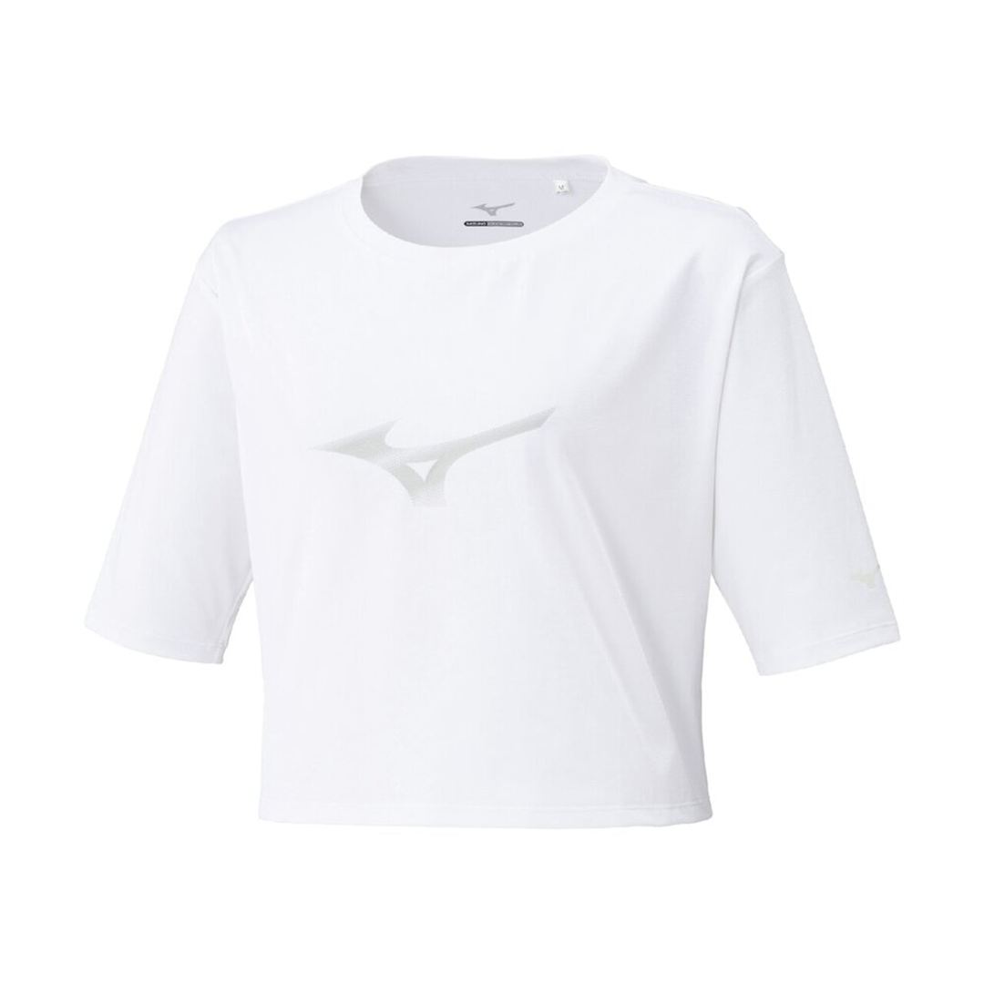 ストレッチソフトドライクロップドTシャツ(ワイドシルエット) ホワイト S