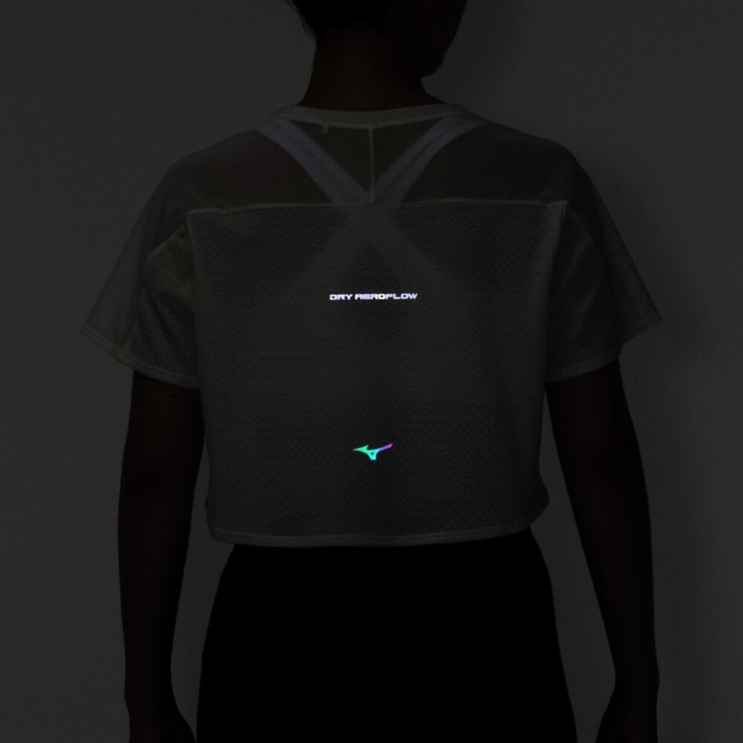 【汗処理／通気】ドライエアロフロージャカードクロップドTシャツ ソフトサンドイエロー S