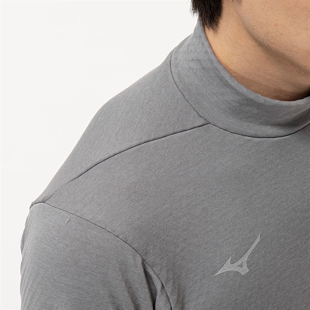 ストレッチフリースハイネックTシャツ(長袖) フロストグレー杢 S