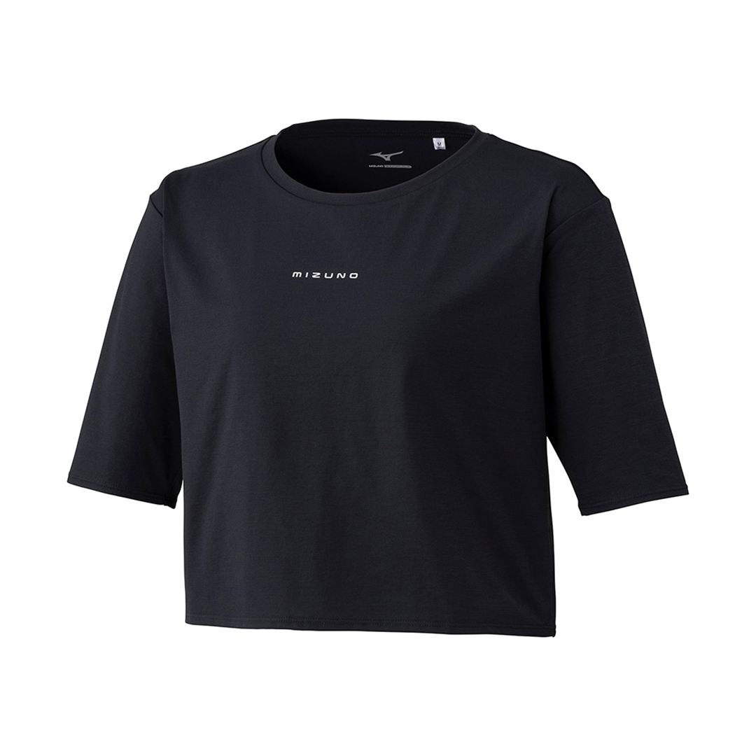 ストレッチソフトドライクロップドTシャツ(ワイドシルエット) ブラック XL