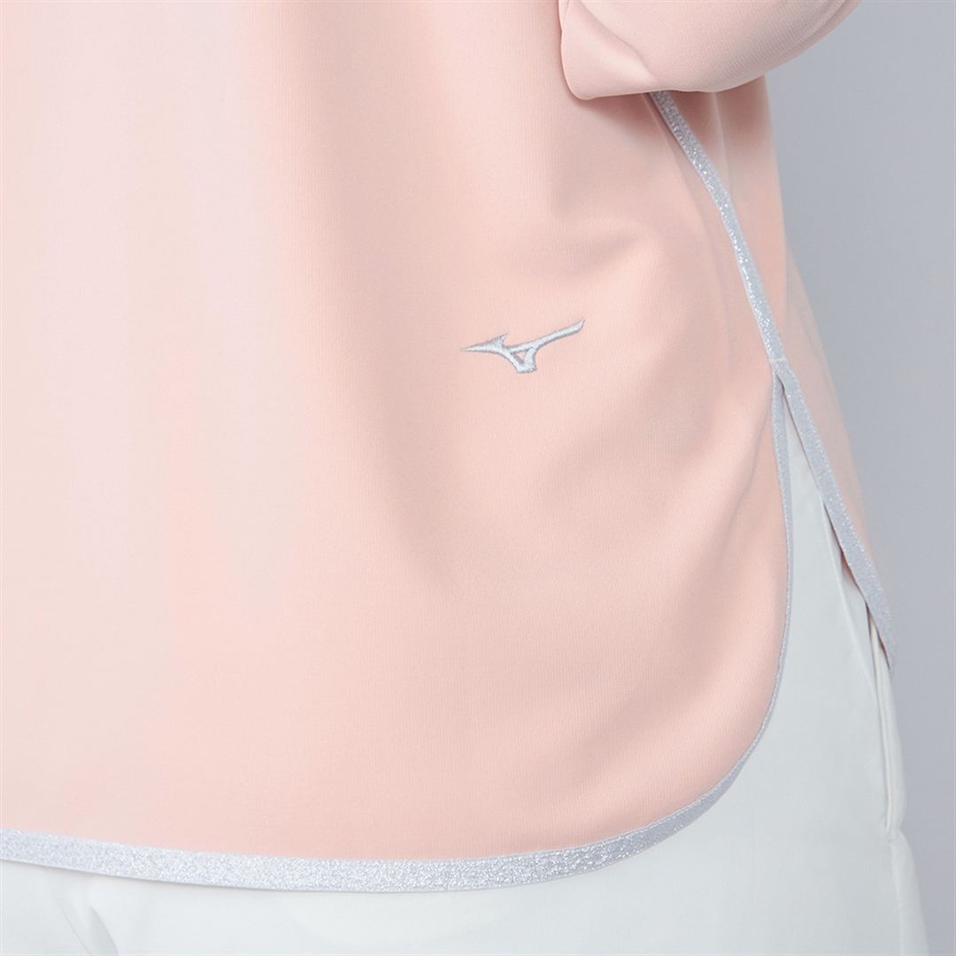【MGFコレクション】マットストレッチポンチモックネック長袖シャツ ピンク S