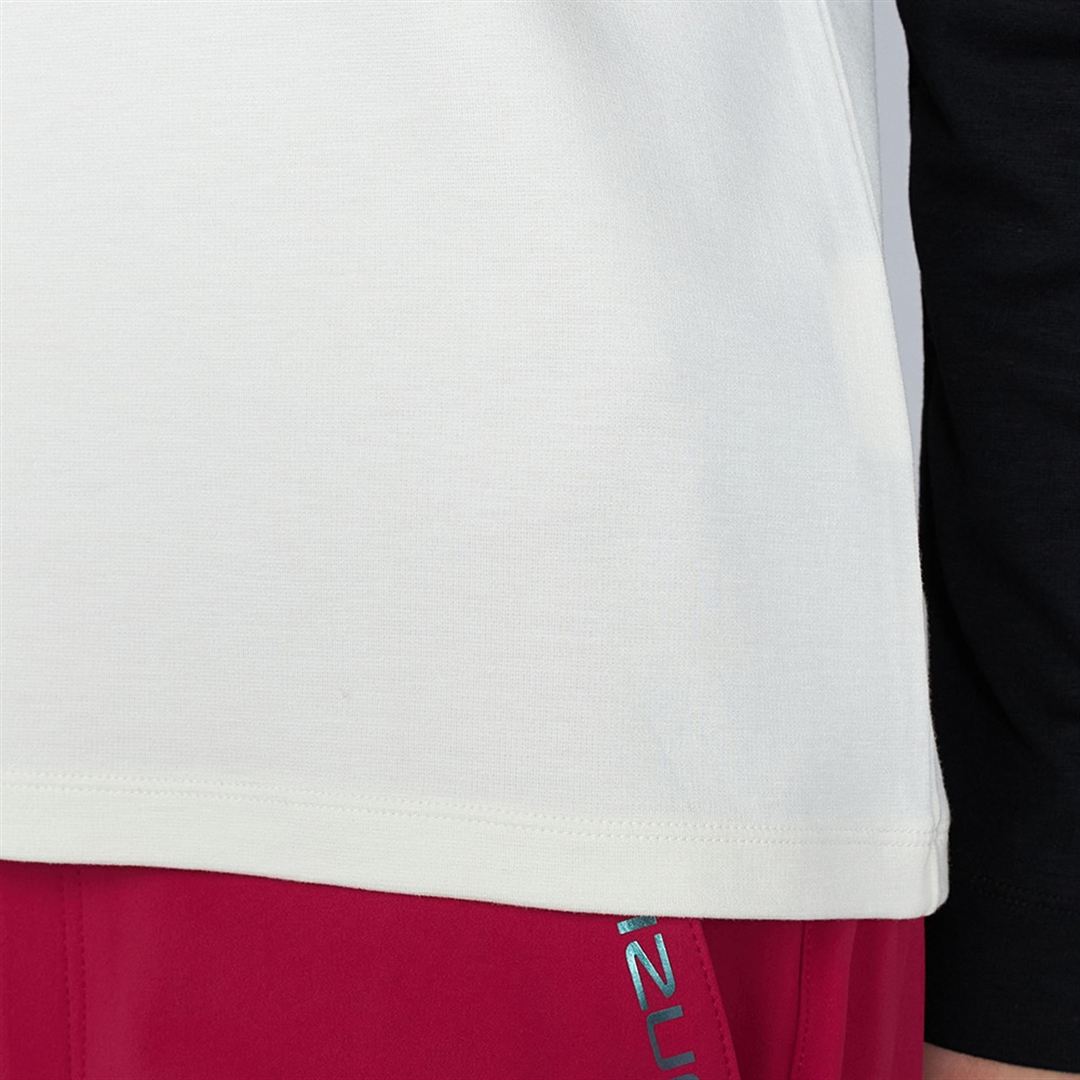 ヘザーストレッチハイネックシャツ ブラック×ホワイト XL