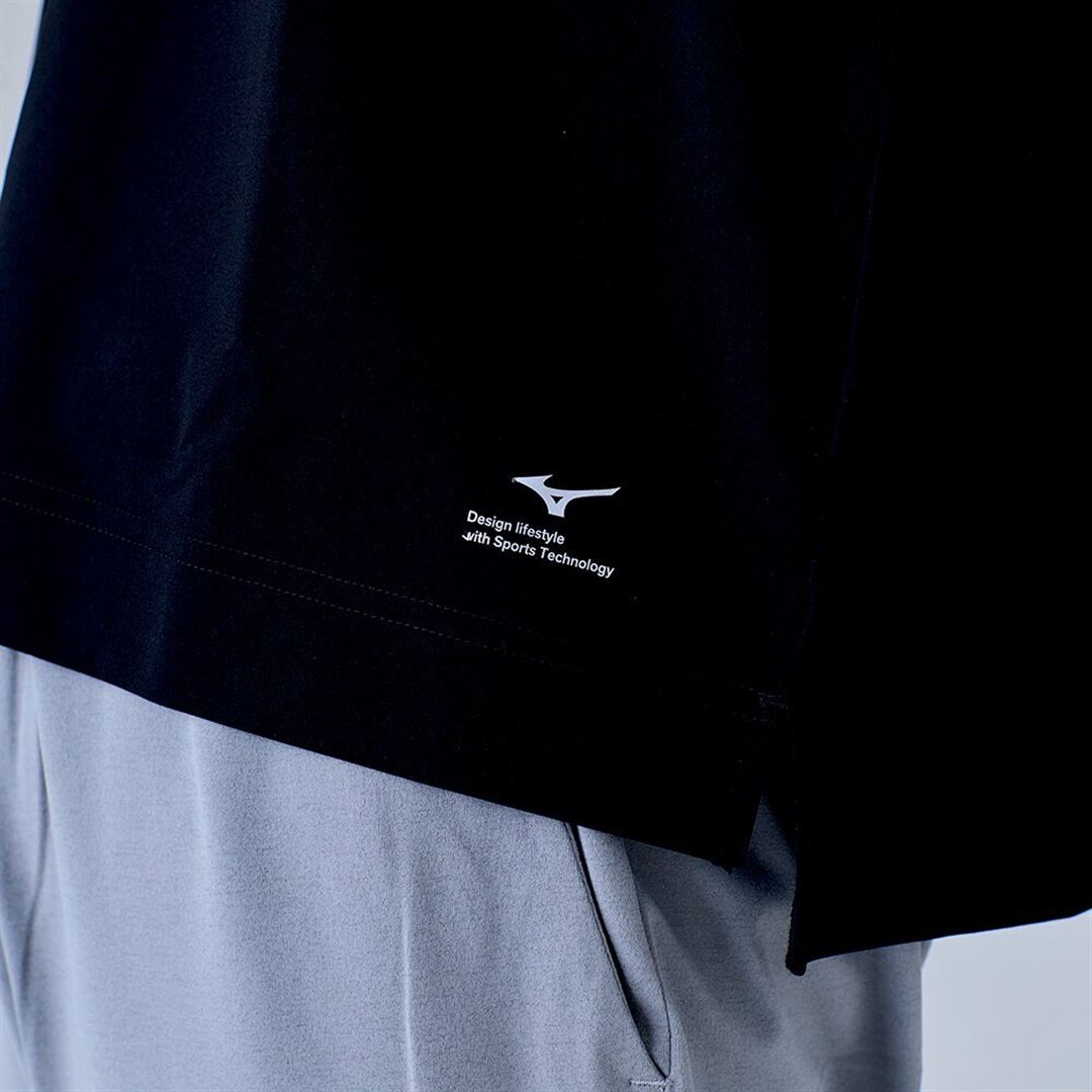 ハイストレッチ クルーネック長袖シャツ（ワイドシルエット） ブラック XL