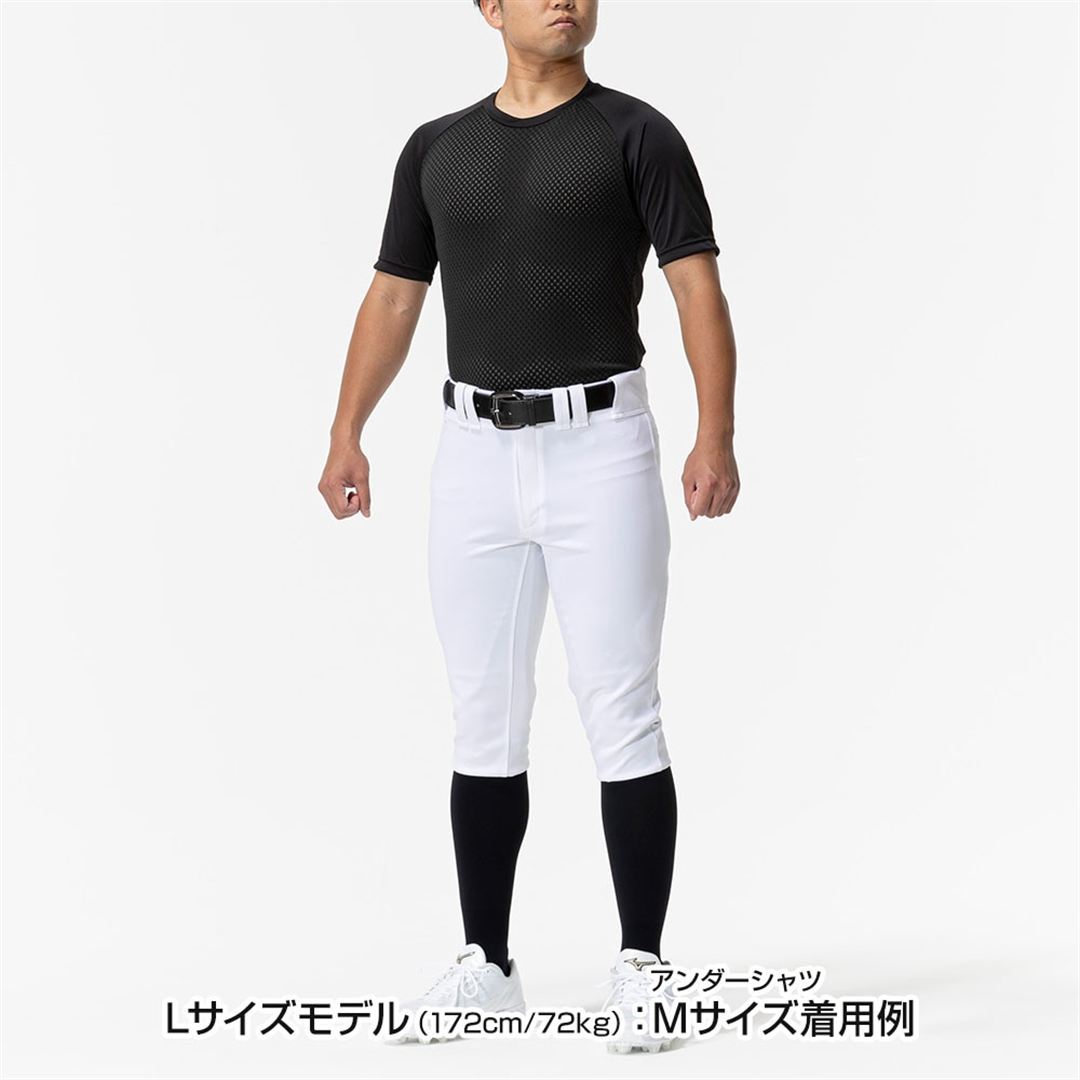 【ミズノプロ／汗処理／通気】ドライエアロフローKUGEKI(ローネック／半袖) ネイビー XO