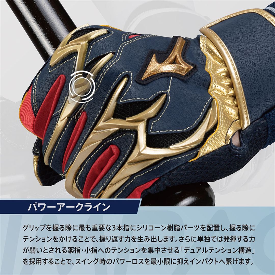 【ミズノ直営限定／ミズノプロ】ネオダイバーシティ シリコンパワーアークDI【両手用】 グレー×ゴールド 25