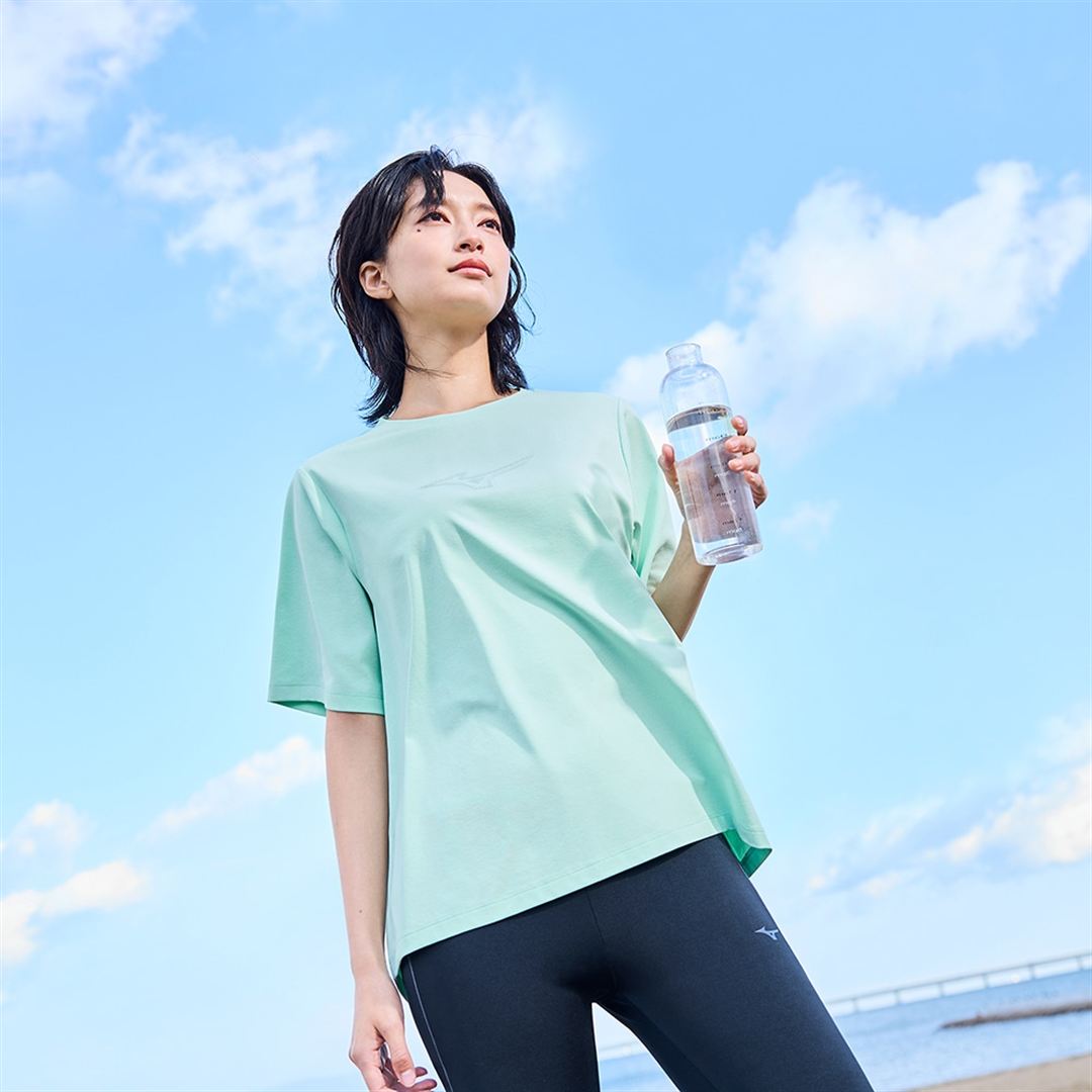 ソフトドライグラフィックTシャツ(ワイドシルエット) アクアグリーン S