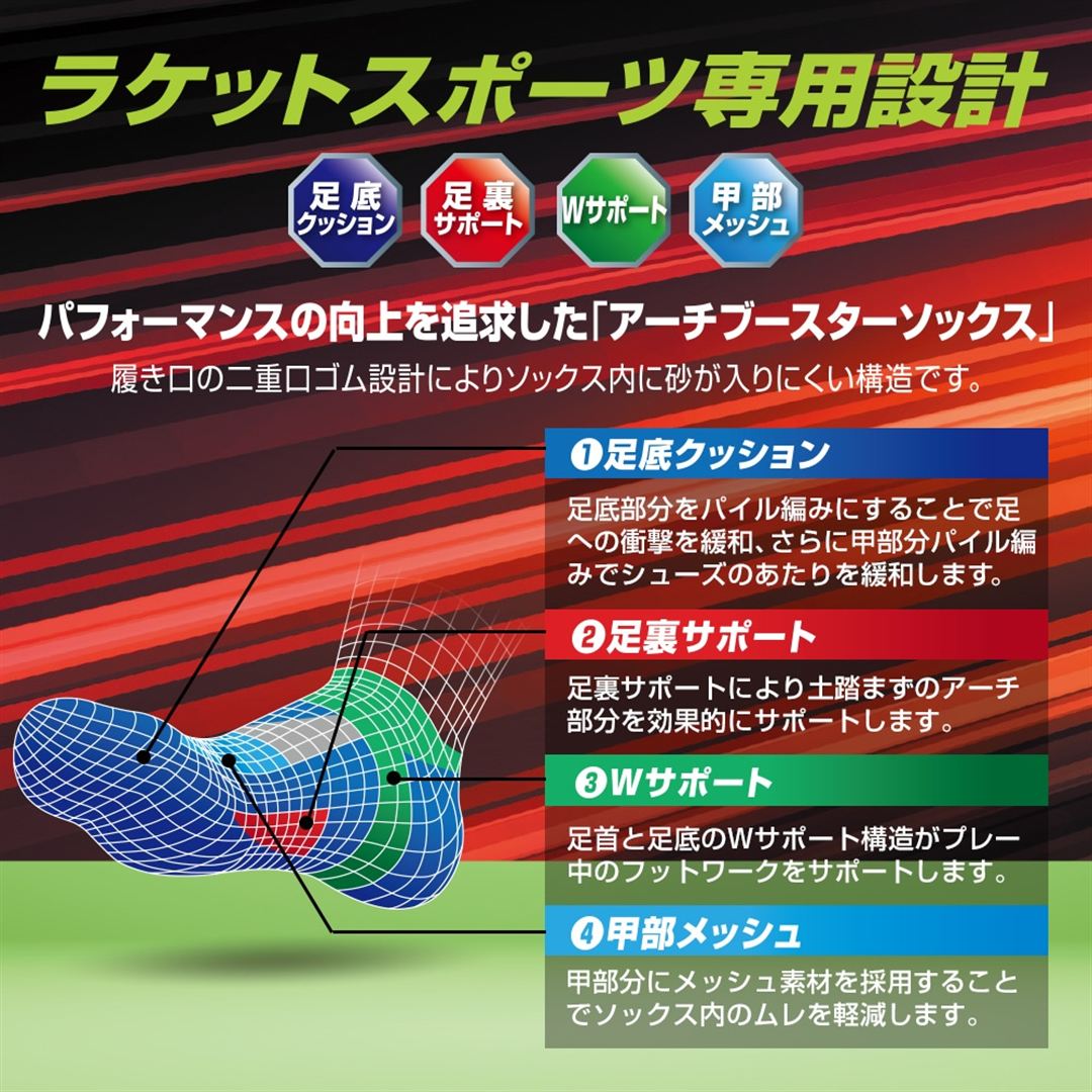 アーチブースターショートソックス ホワイト 23-25