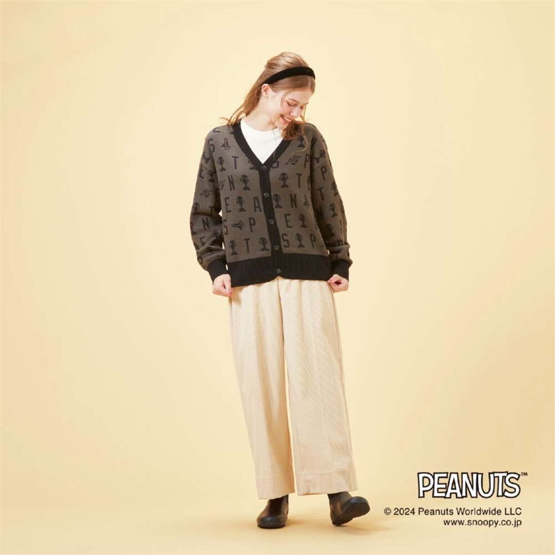 【PEANUTS／吸湿発熱】ブレスサーモ ニットカーディガン ベージュ XS
