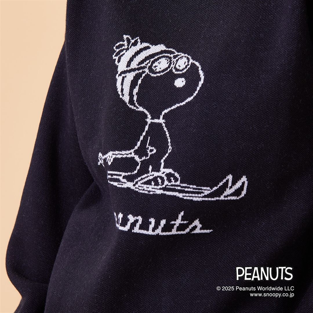 【PEANUTS／吸湿発熱】ブレスサーモウール混セーター ブラック XS