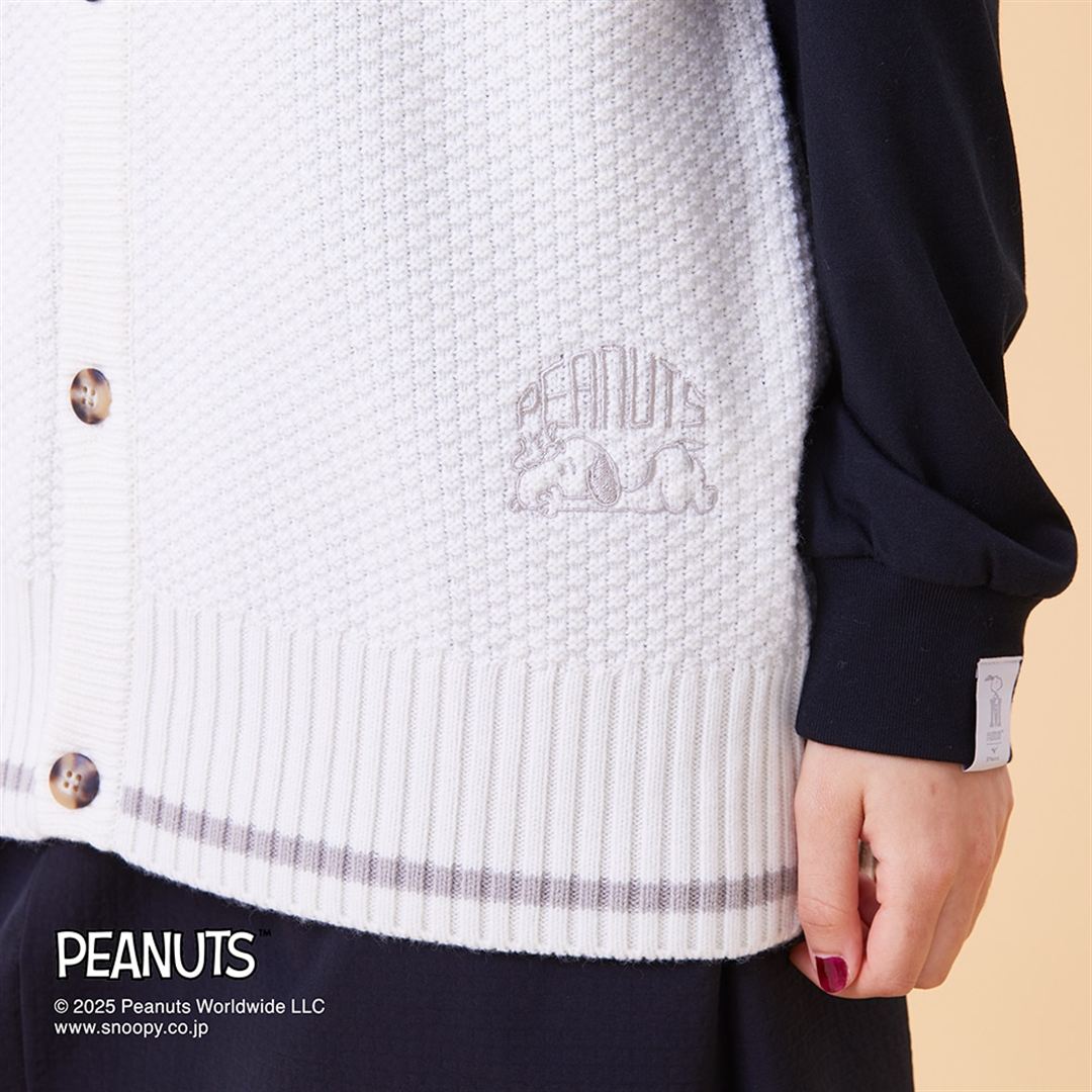【PEANUTS／吸湿発熱】ブレスサーモウール混ベスト ホワイト XS
