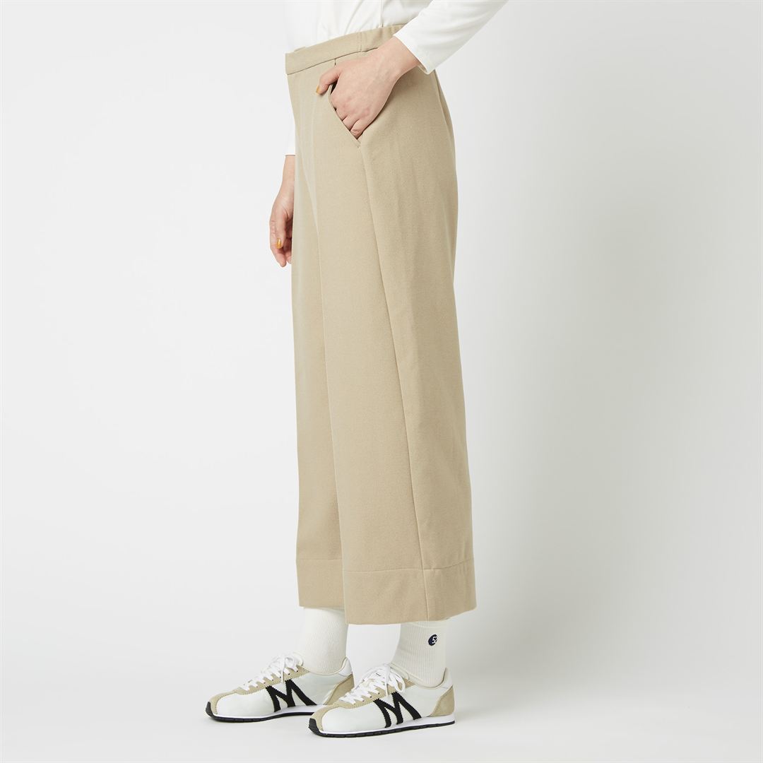 ウールタッチストレートワイドパンツ グレージュ L