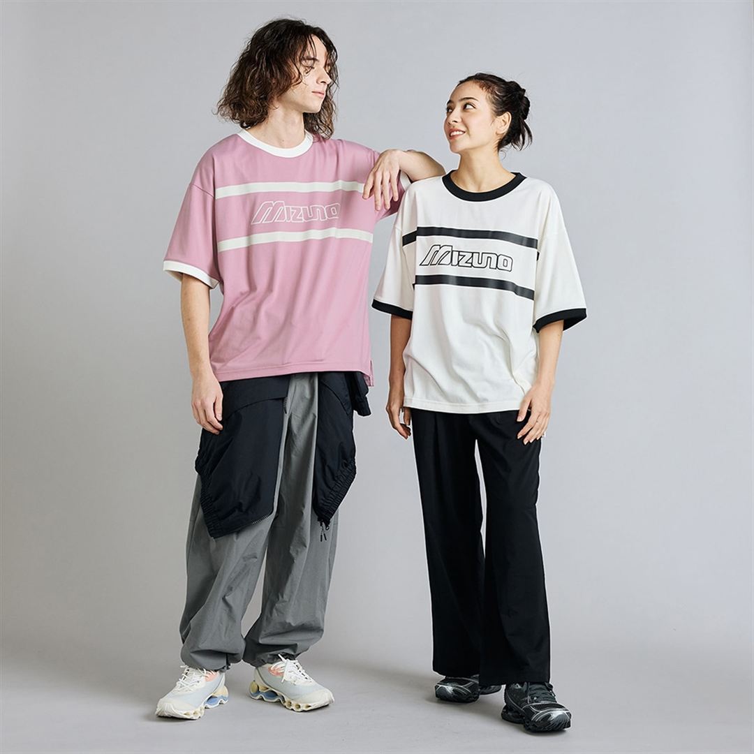 リサイクルグラフィックリンガーTシャツ ホワイト XS