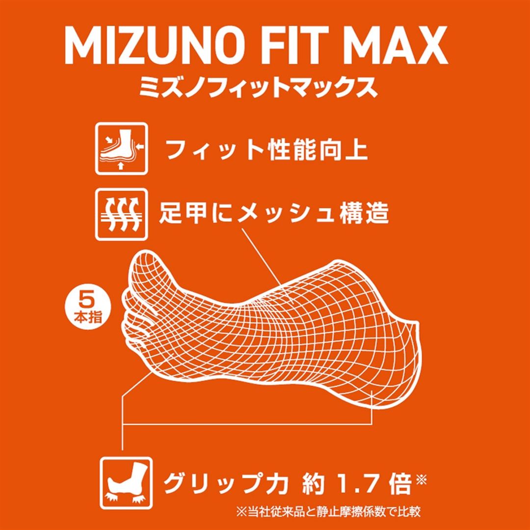 フィットマックスソックス(5本指アンクル／滑り止め付) ブラック 23-25