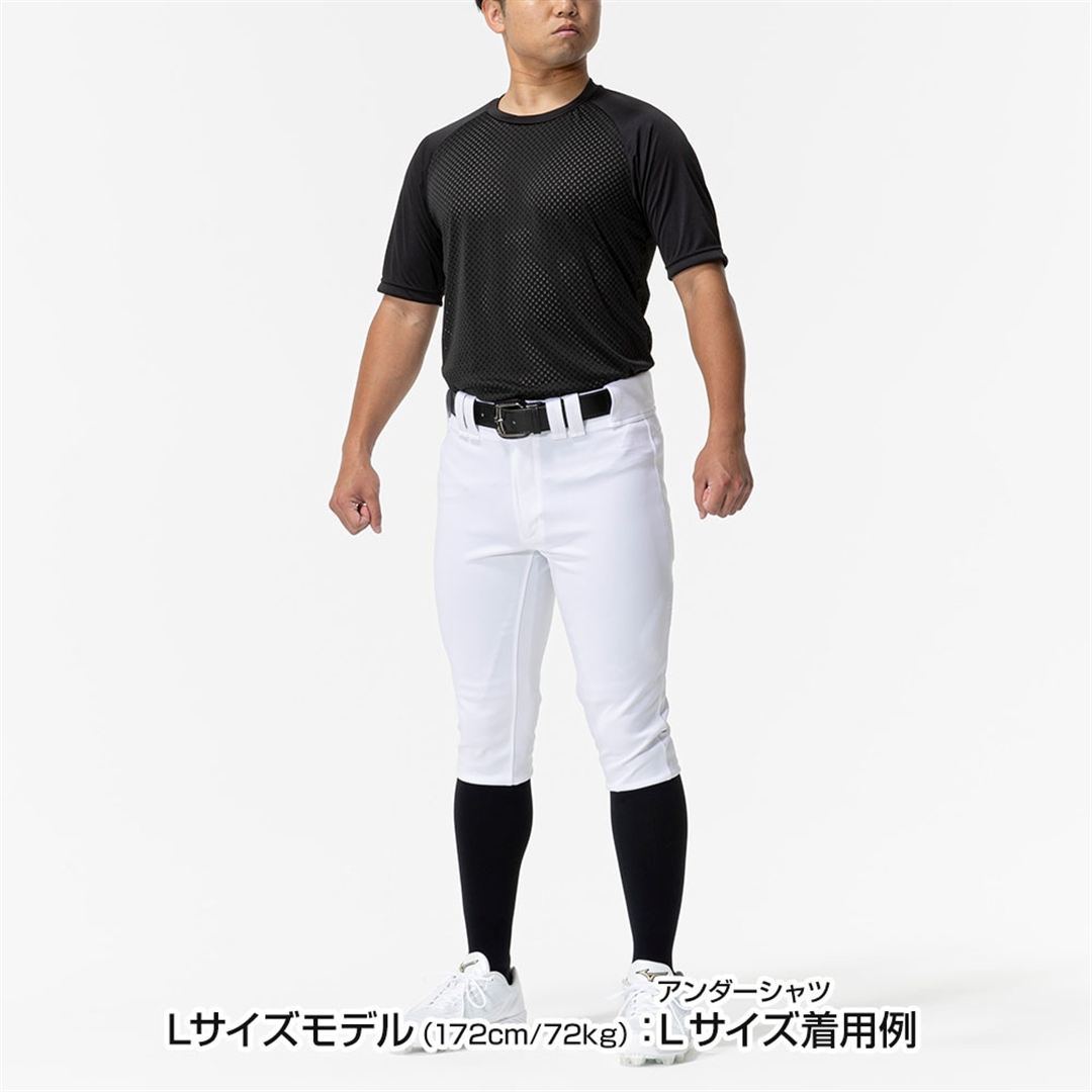 【ミズノプロ／汗処理／通気】ドライエアロフローKUGEKI(ローネック／半袖) ネイビー XO