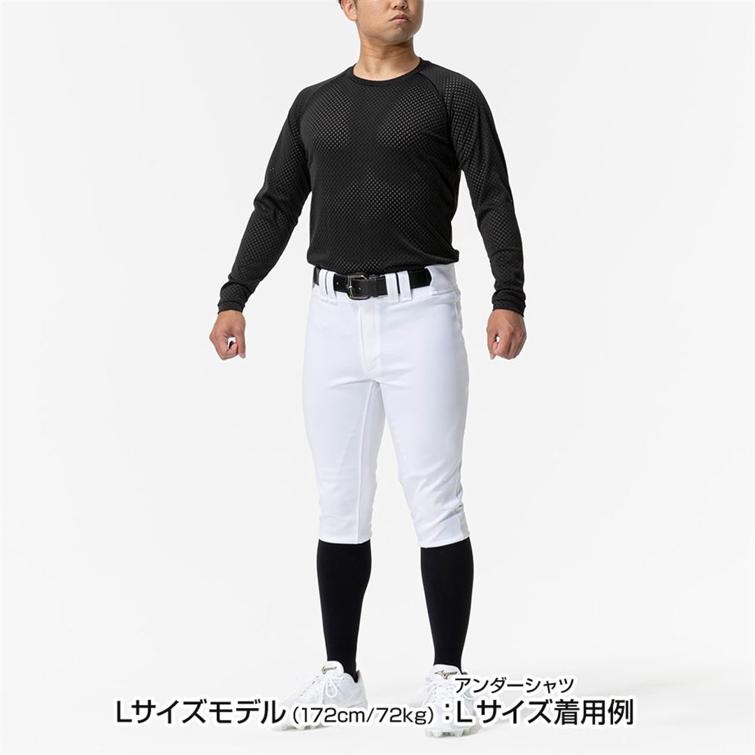 【ミズノプロ／汗処理／通気】ドライエアロフローKUGEKI(ローネック／長袖) レッド XO