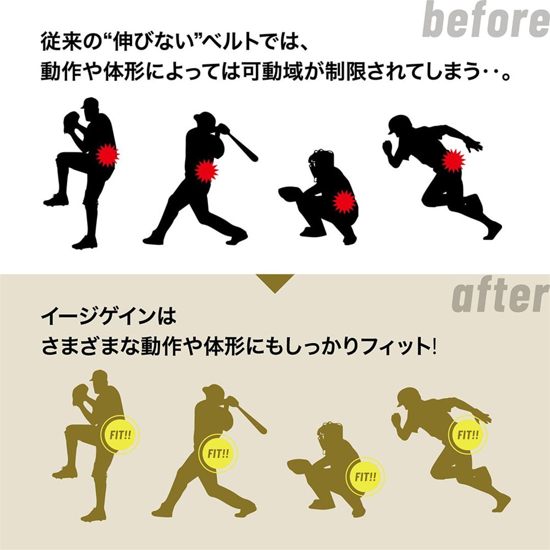 【ミズノプロ】イージーゲイン ストレッチベルト(野球／ソフトボール) ブラック