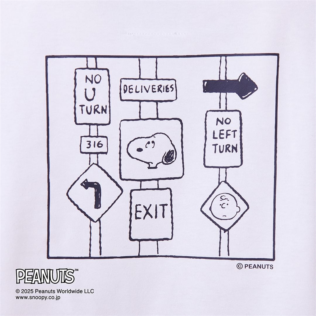 【PEANUTS】クイックドライコットン長袖Tシャツ ホワイト XS