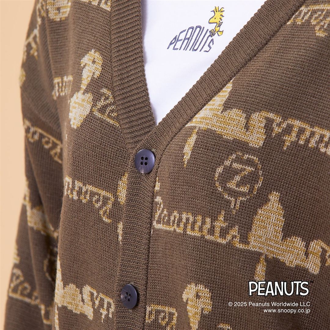 【PEANUTS／吸湿発熱】ブレスサーモウール混カーディガン ブラック XS