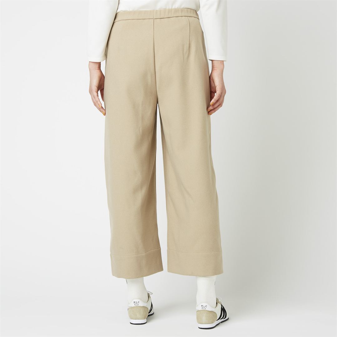 ウールタッチストレートワイドパンツ グレージュ L
