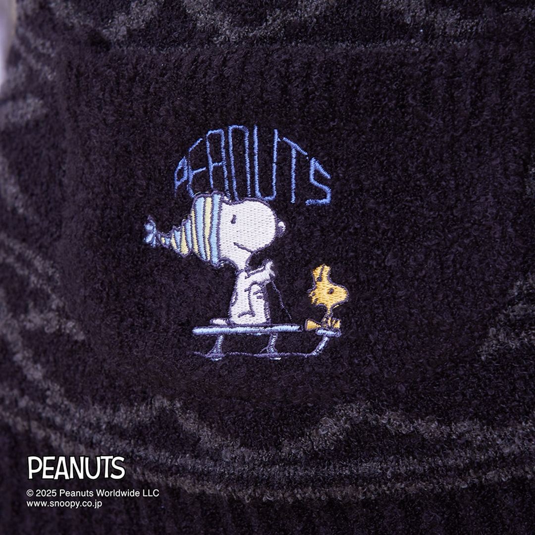【PEANUTS／吸湿発熱】ブレスサーモゆるぬくウエストウォーマー(腹巻) スモークブルー×Lグレー
