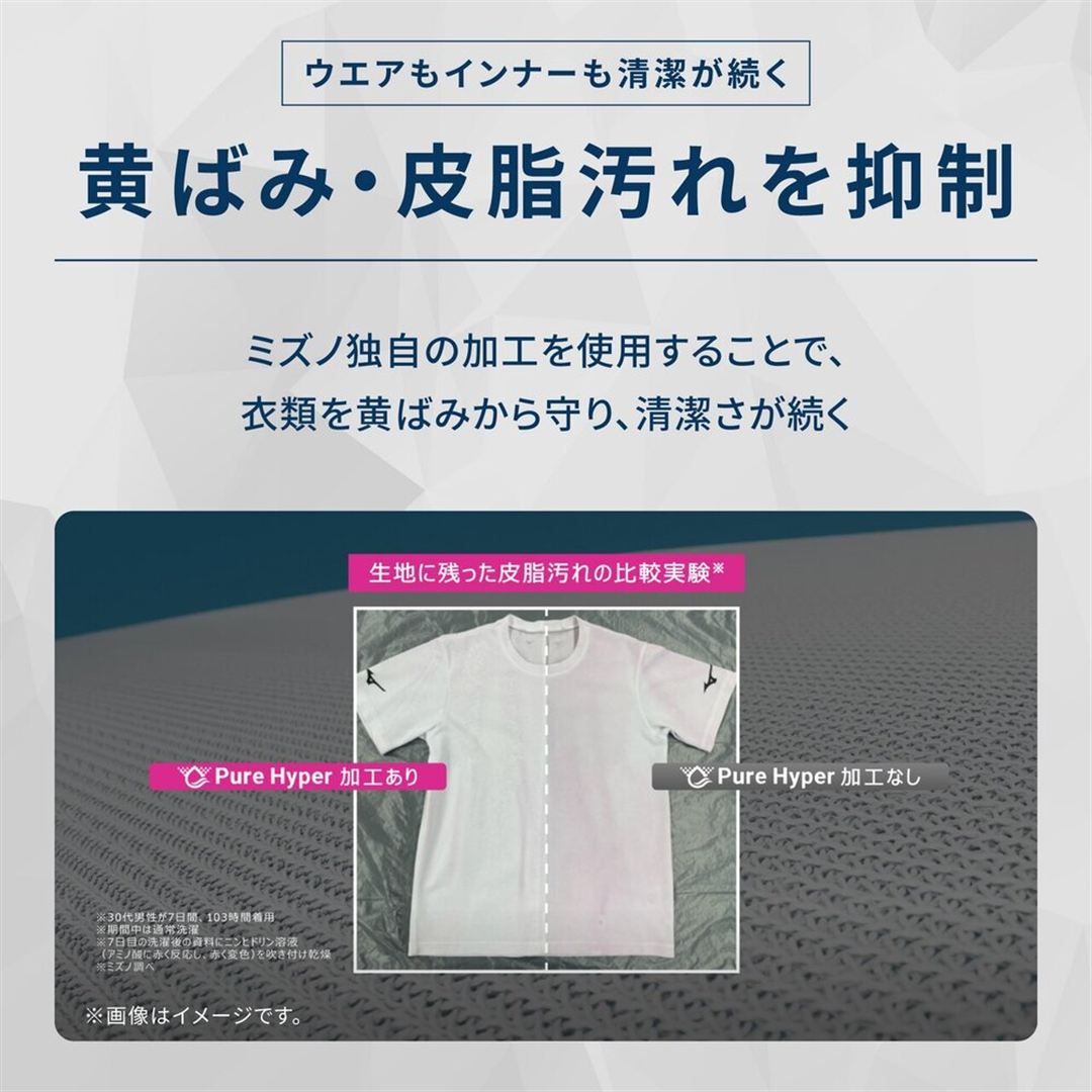 【抗菌防臭／防汚】ミズノプレミア365インナー ピュアハイパー Vネックノースリーブシャツ ベイパーシルバー M