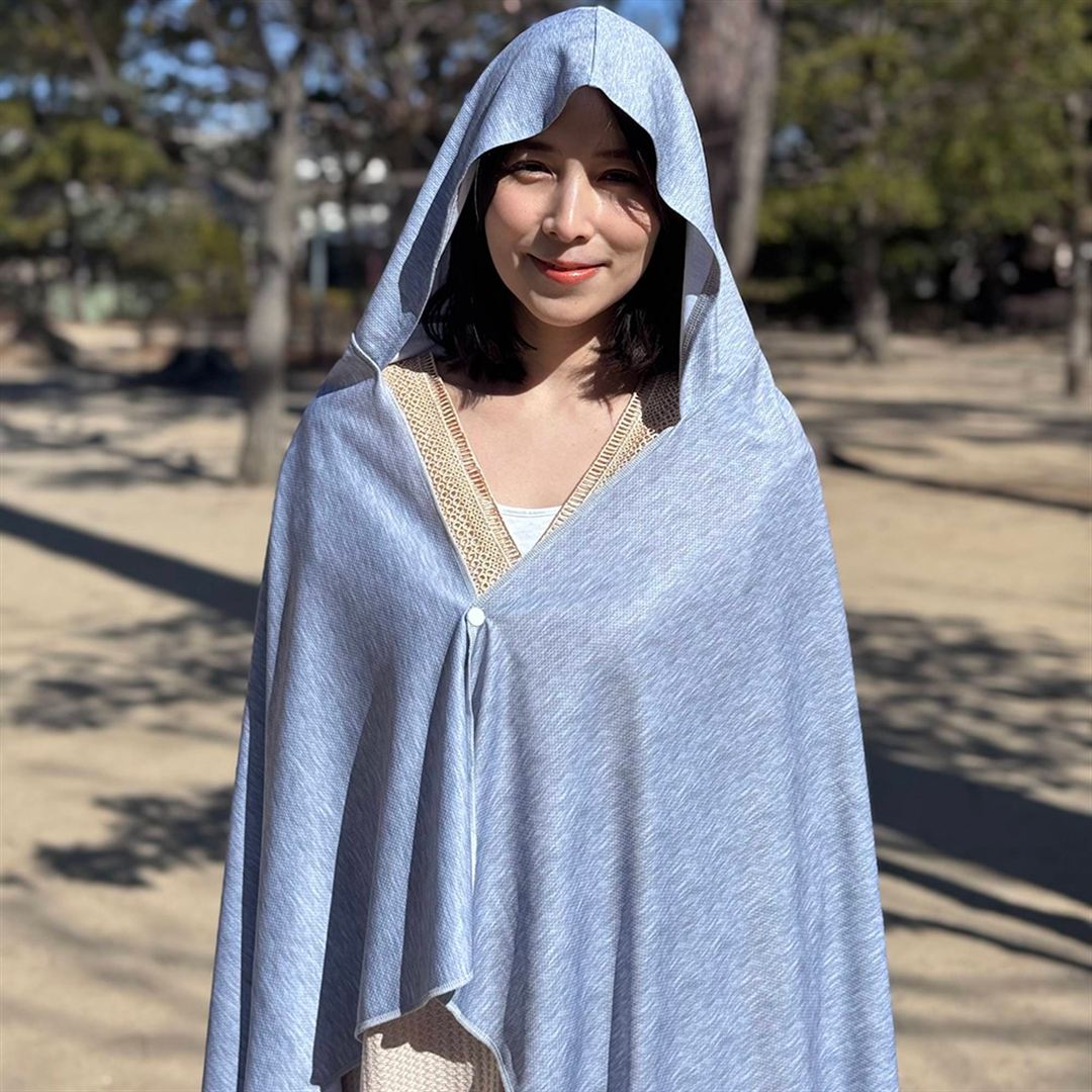 【接触冷感】アイスタッチ×クールホールド フード付クーリングタオル ブラックカモ