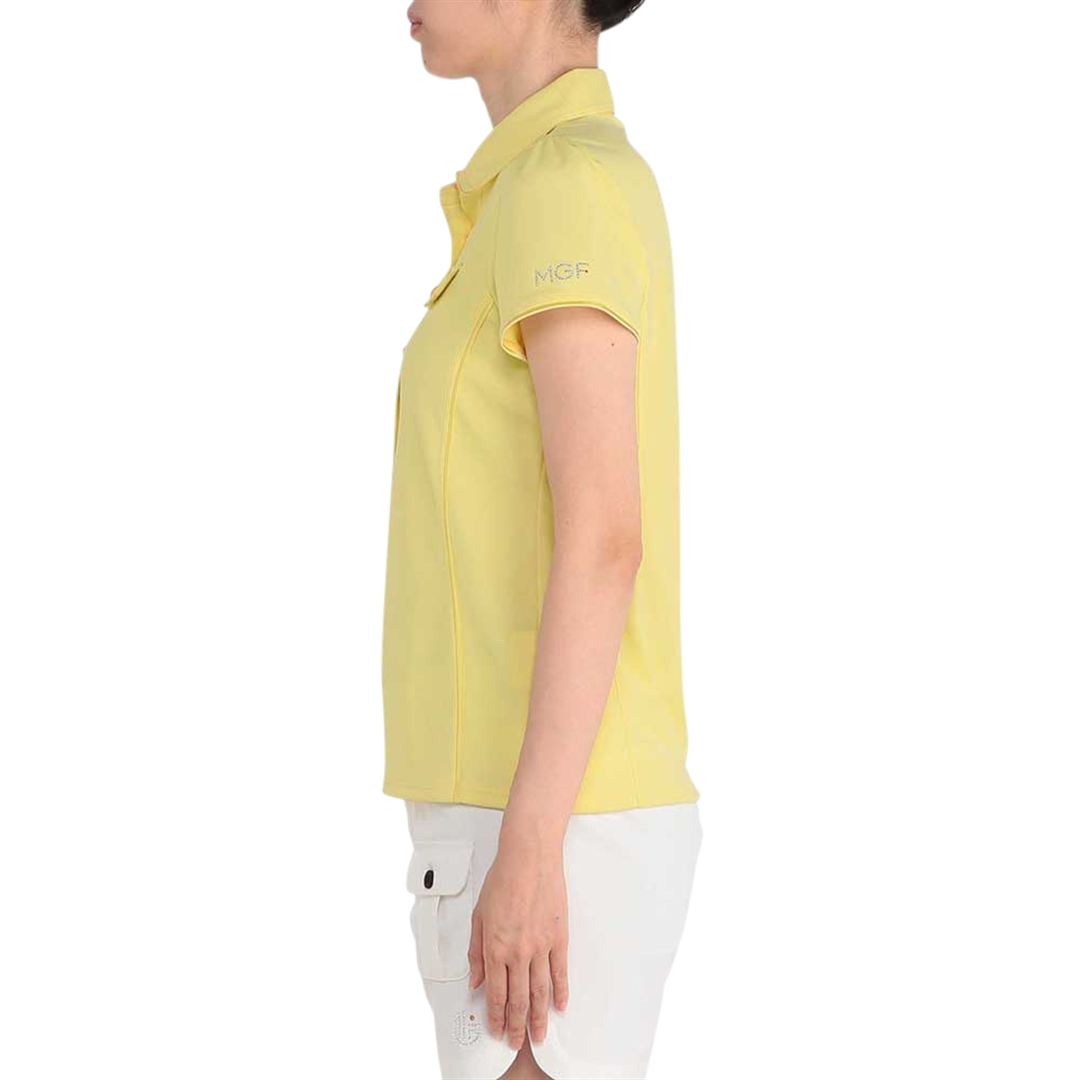 【MGFコレクション】バックハニカムラウンドカラーシャツ オレンジ S
